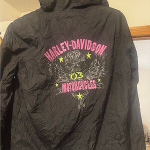 Harley-Davidson Black Hooded Jacket with Pink logo